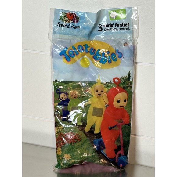 Vintage Fruit Of The Loom Teletubbies Briefs Girls Size 6 -‎ 3Pack - NOS (1998) - Picture 1 of 3